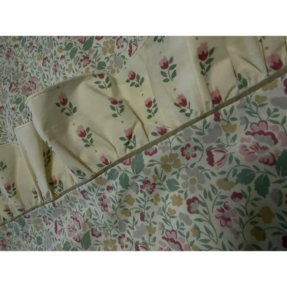 Vintage Floral Ruffle Standard Pillowcases Cottagecore Shabby Chic Set Of 2